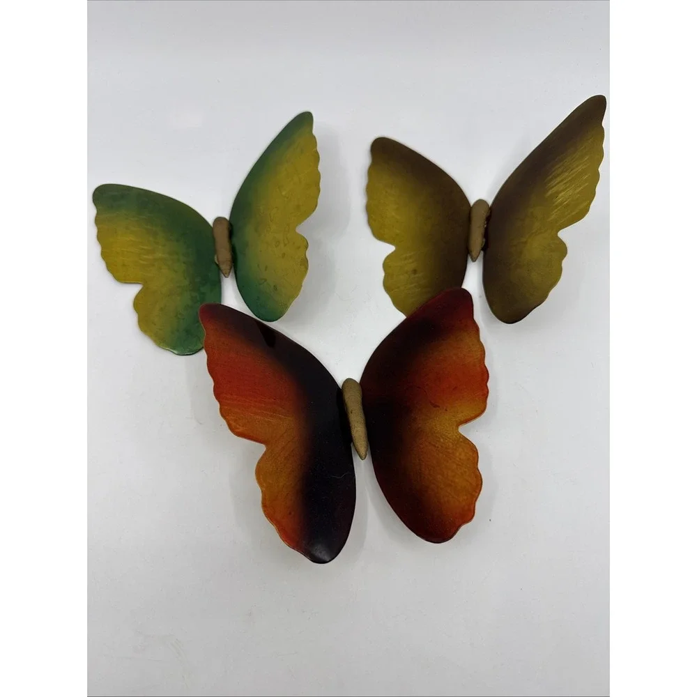 Set of 3 Vintage Metal Butterfly Wall Decor Gold Tone 5